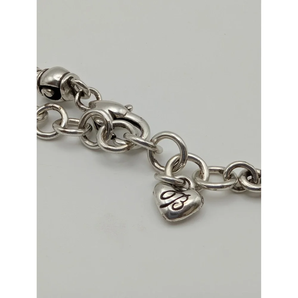 Brighton Silver Tone Teardrop Scroll Openwork Pendant Snake Chain Necklace